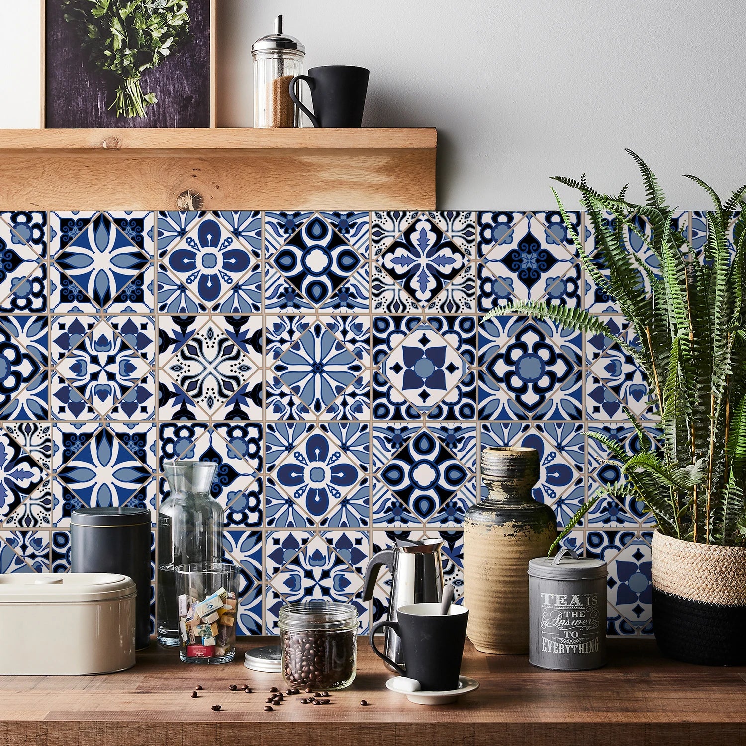 24pcs Retro Gray Kitchen Tile Sticker Wall Waterproof Self Adhesive Wallpaper PVC Furniture Cabinet Surface DIY Decorative Decal