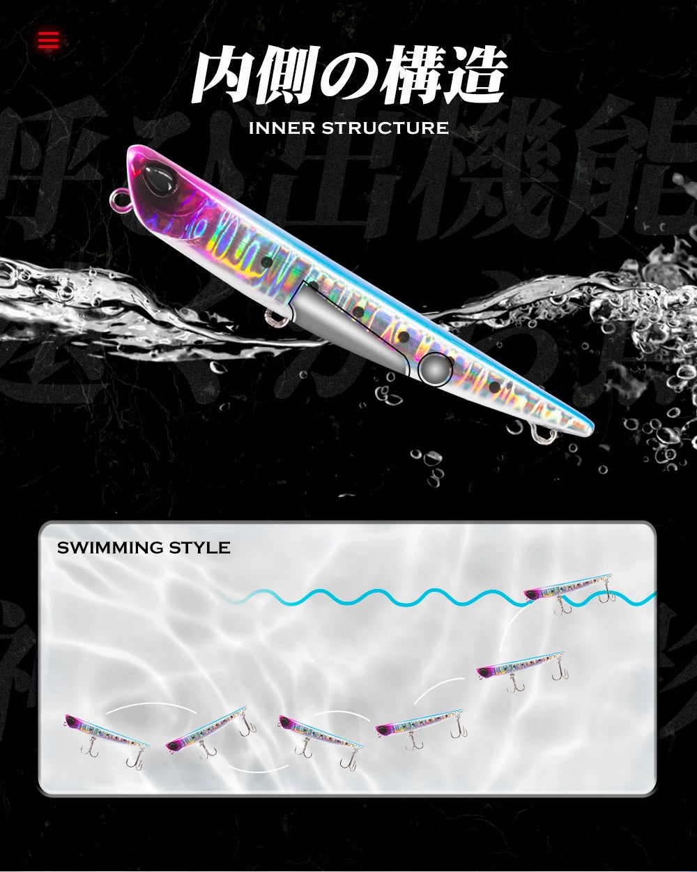 Hunthouse Sinking Pencil Fishing Lure 75mm/8g Bay RUF MANIC Stickbait BKK Hook Hard Lure For Seabass Fish Tackle lw507