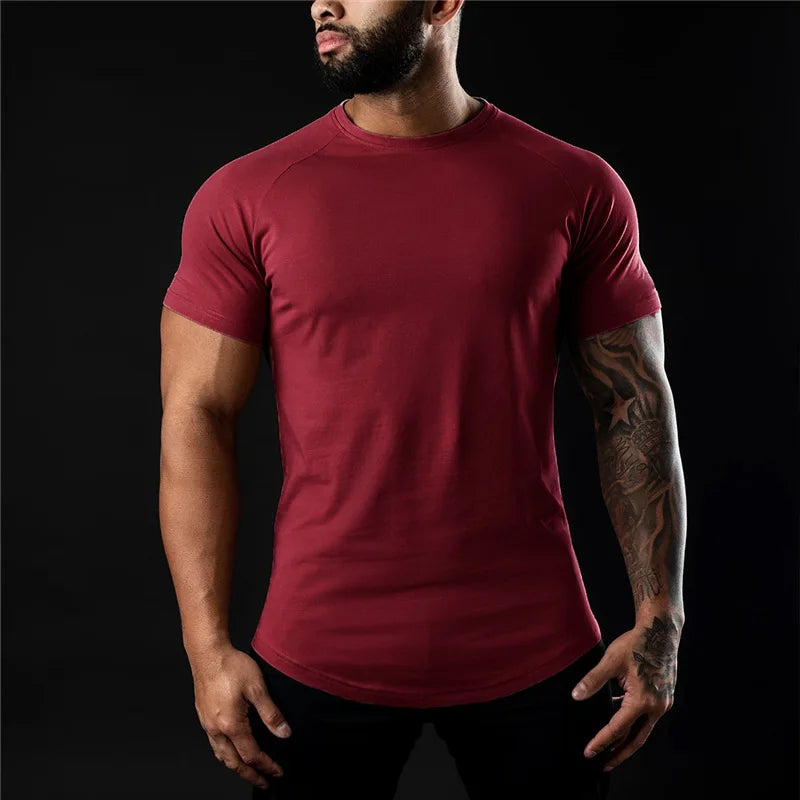 Men's Slim Fit Round Neck T-Shirt for Summer Gym