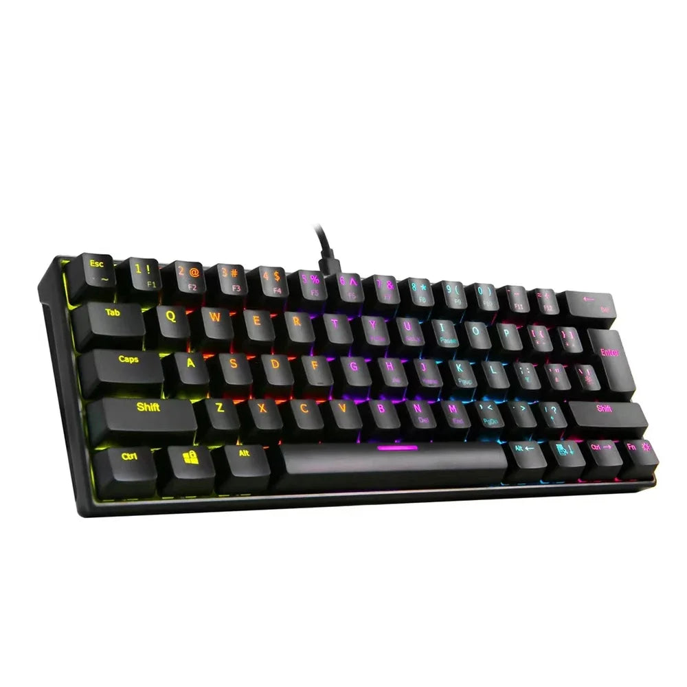 Bàn phím cơ 61 phím RGB Ergonomic cho game thủ