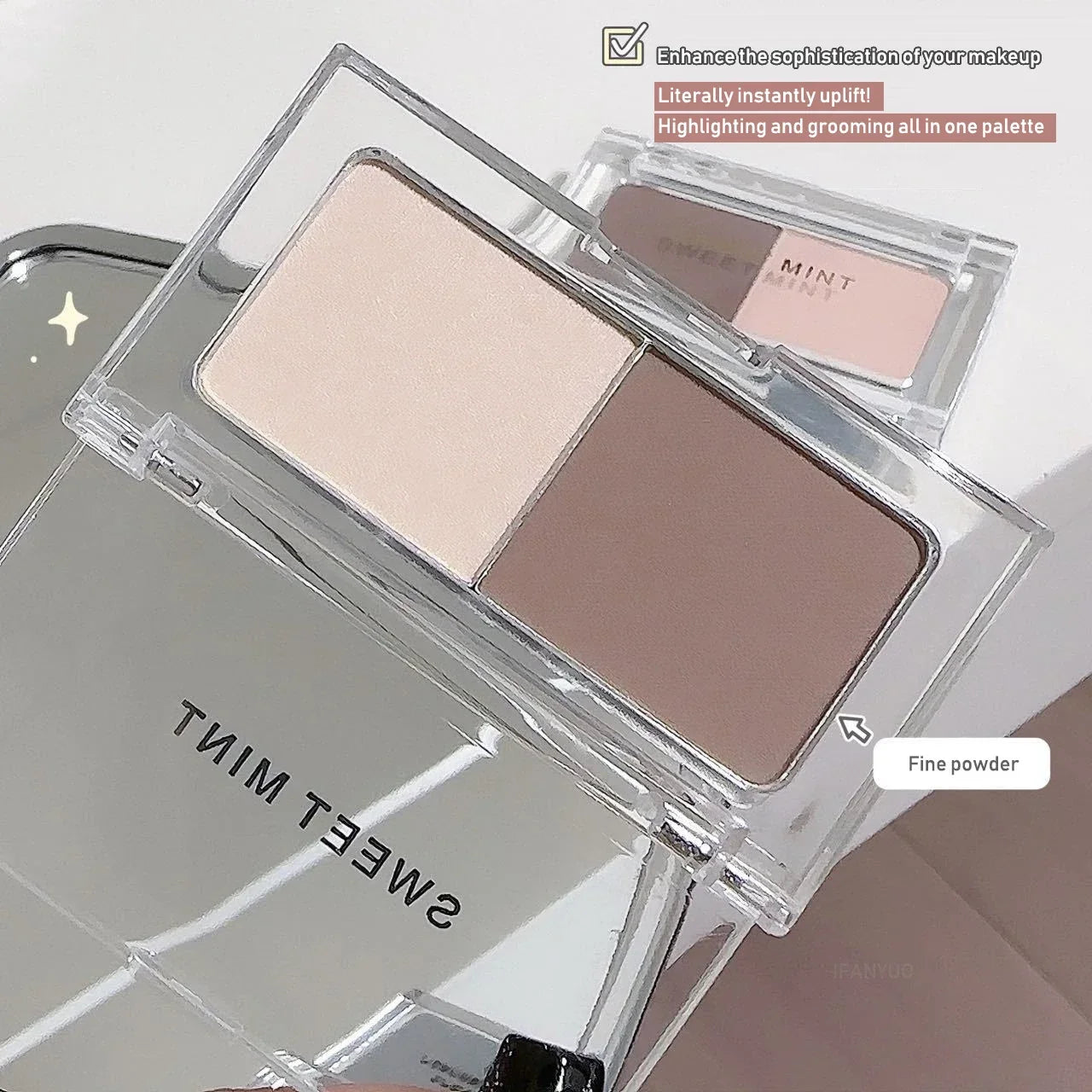 Two Colors Grey Nose Shadow Powder Matte Highlighting Contouring Platter Cheek Side V Face Matte Sculpting 2 in 1 Makeup Palette