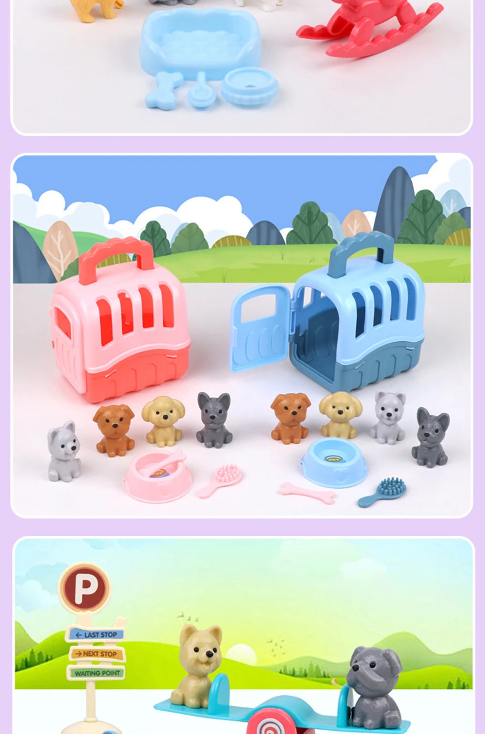 Cute Pet Basket Toy Set - Christmas Gift for Kids