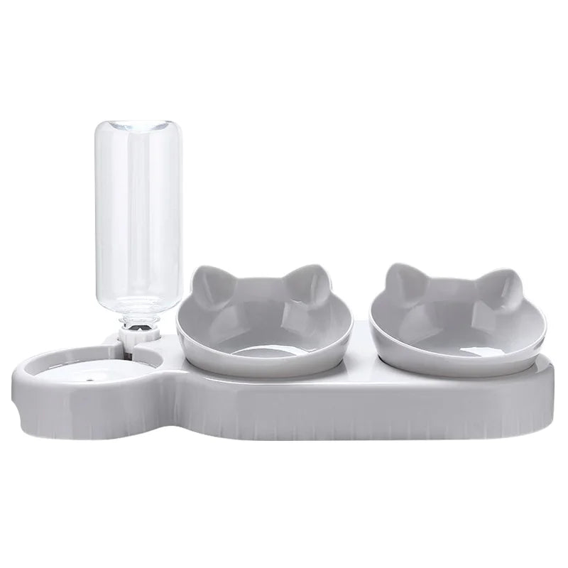 3 in 1 Cat Feeder Automatic Water Dispenser Double Bowl Pet Bowl for Small Dogs Cats Pet Food Container Cat Accessories - Daisan Mart