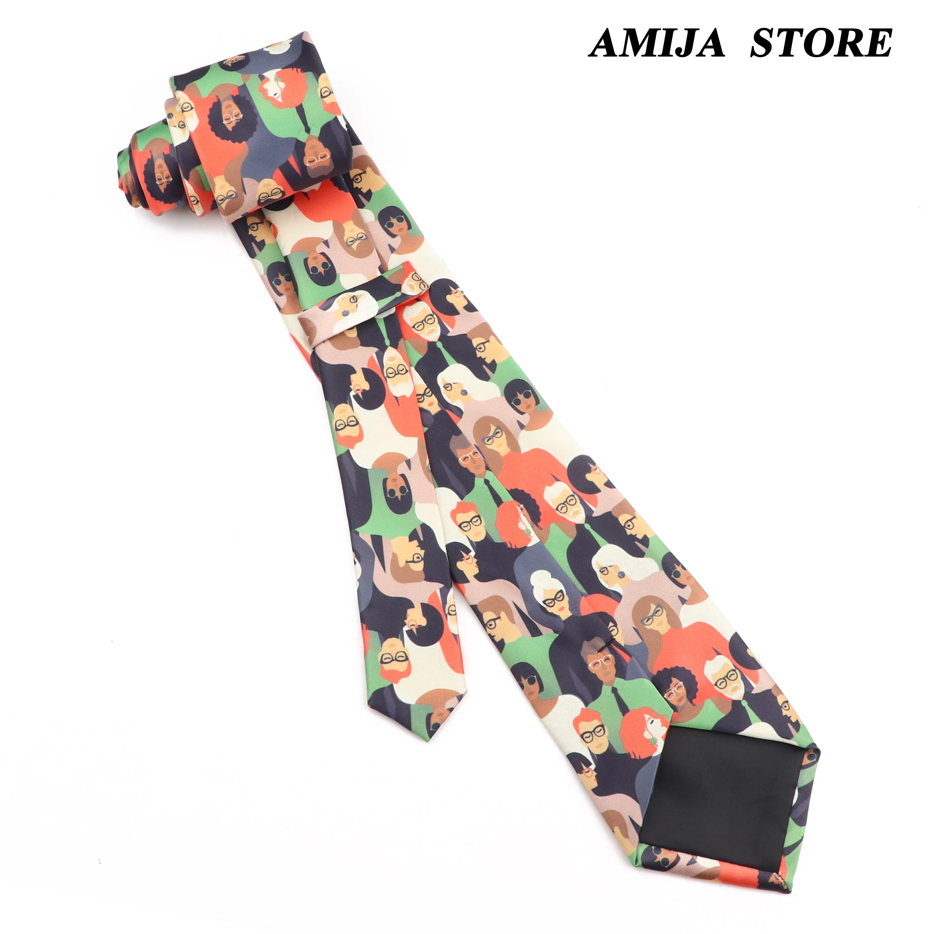 男士復古塗鴉圖案仿絲領帶 8厘米