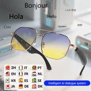 LIGE Ai Smart Bluetooth Glasses 100+Languages ​​Translation Real-time Q&amp;A BT5.4 Music UV Protection Smart Sunglasses for Men Women