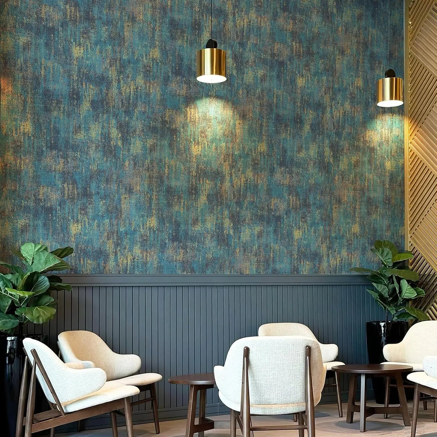 Vintage Black Gold Metallic Peel and Stick Wallpaper Self Adhesive Industrial Metallic Concrete Wall Paper Stick on Wallpaper