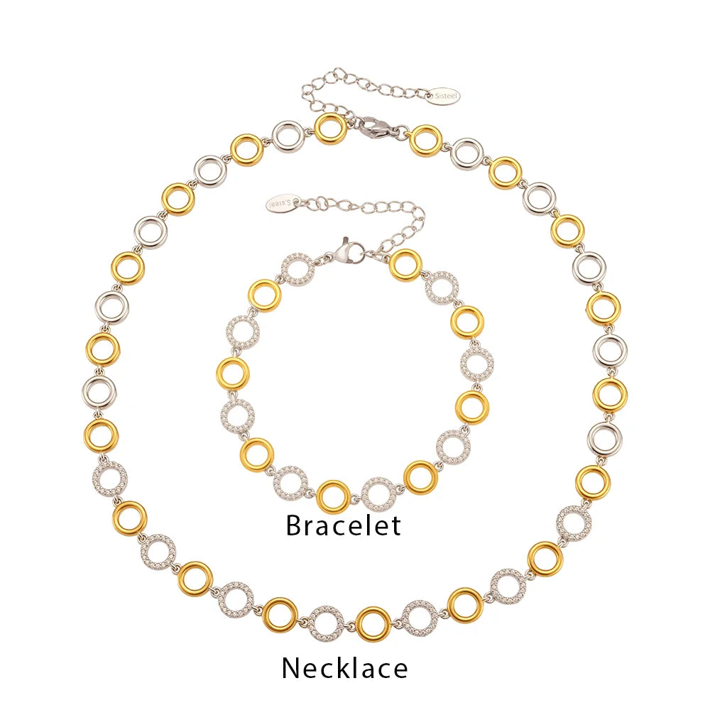 Waterproof Gold Plated Necklace &amp; Bracelet Jewelry Set