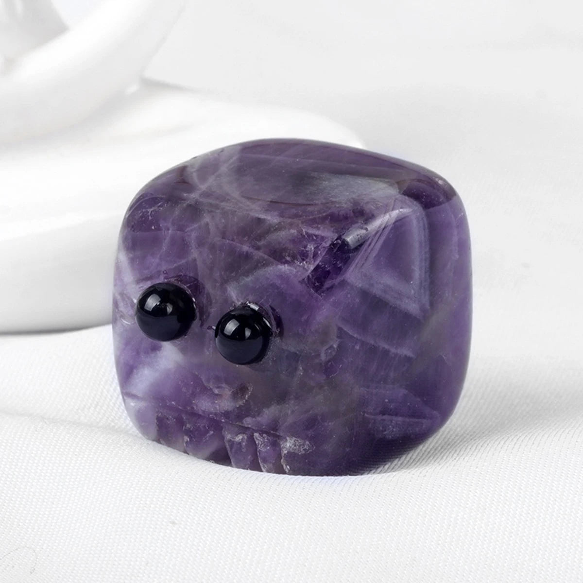 Natural Quartz Stone Block Carved Smile Reiki