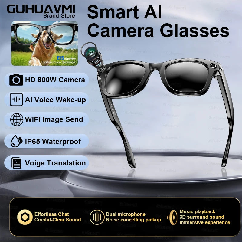 AI Smart Glasses 2025: Sharp Camera &amp; Bluetooth Music