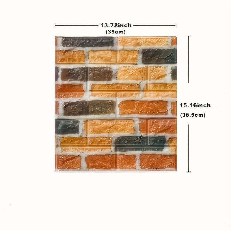 100pcs/200Pcs 3D Wall Tile Sticker, Brick Pattern Foam Self-Adhesive Waterproof Moisture-Proof Ceiling Sticker, Easy To Stick An