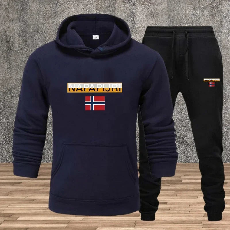 Men's Sportswear Printed Shirt Jogger Pants 2 Piece Dynamic Set