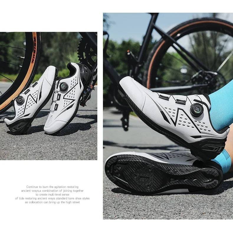 Men's and Women's MTB Racing Cycling Shoes Auto-Lock 2024 White