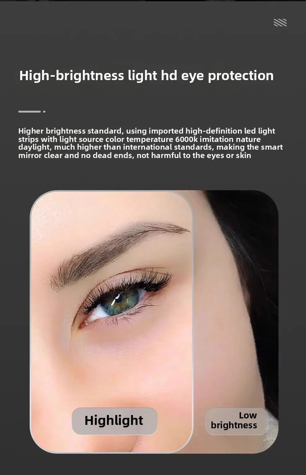 50CM Smart LED Mirror Anti-Fog Touch Sensor