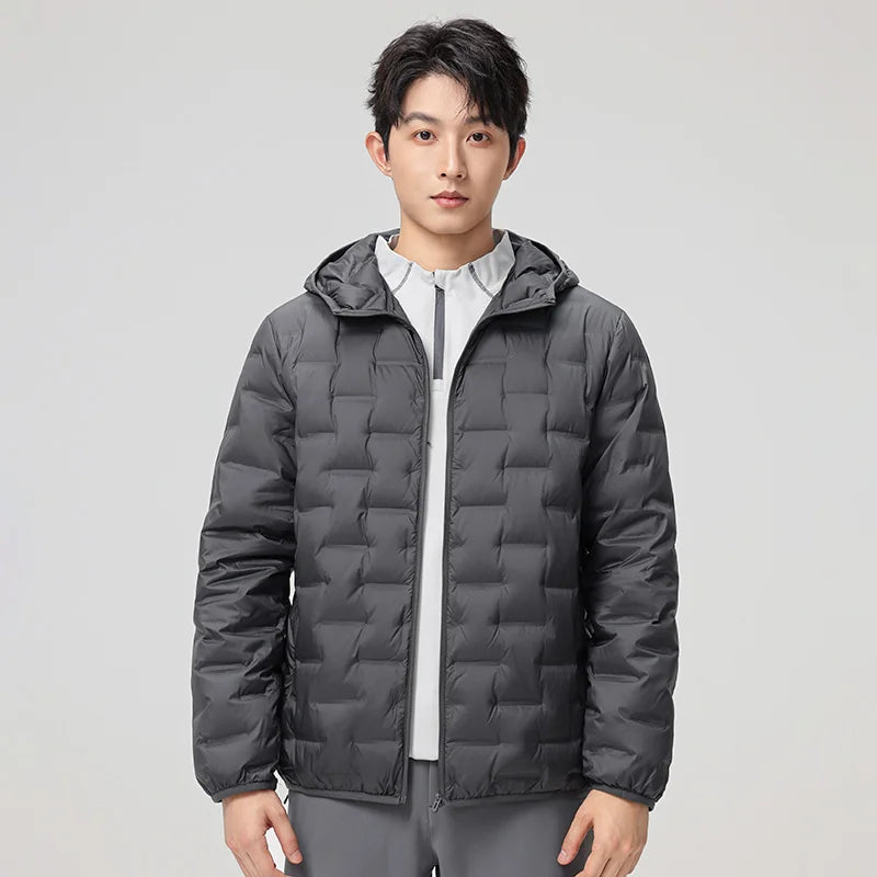 Men's waterproof down jacket keeps warm outdoors