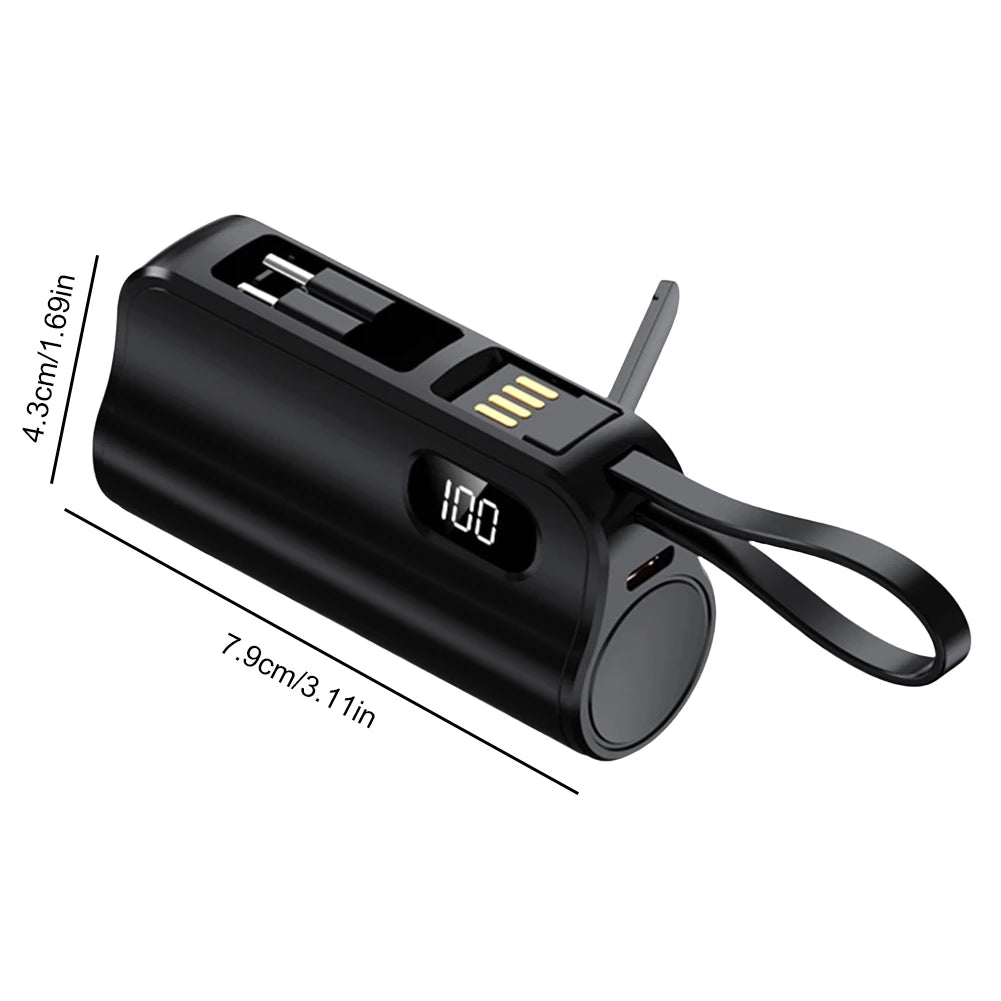 2in1 10000mAh Mini Power Bank with USB-C Holder