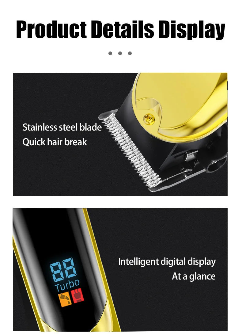 Bộ Tông Đơ Cắt Tóc Nam Chuyên Nghiệp LCD Sạc USB