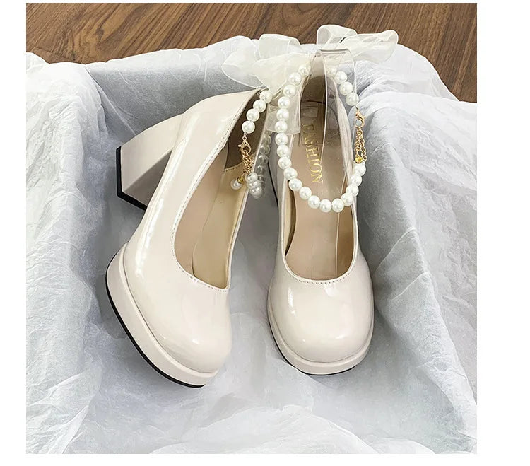 Giày Cao Gót Nữ Sang Trọng Nơ Lụa Dự Tiệc Cưới