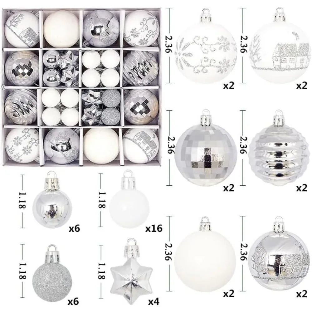 Christmas Balls for Tree Decoration 44 Pieces 3/6CM