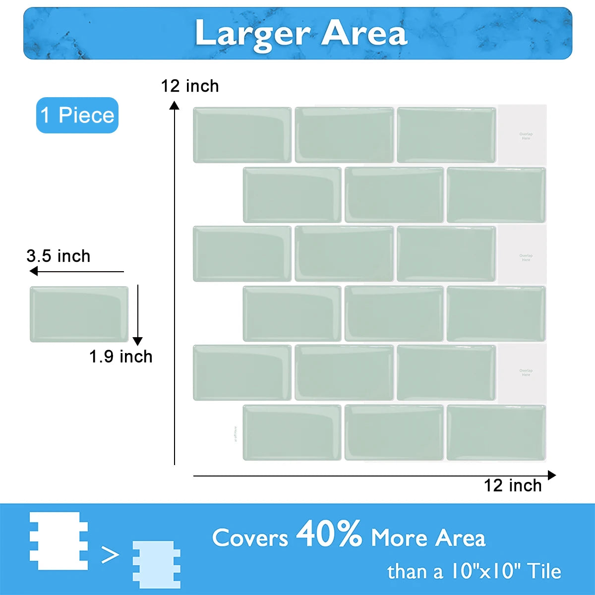 Premium 12x12 inch Kicthen Bathroom Backsplash Wall Stickers Self adhesive vinyl wallpaper shell and stick 3D Metro effect tiles