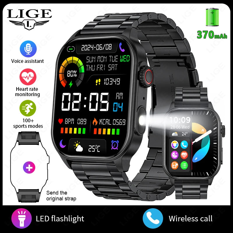 LIGE 2.01 Smart Watch Bluetooth Call Health