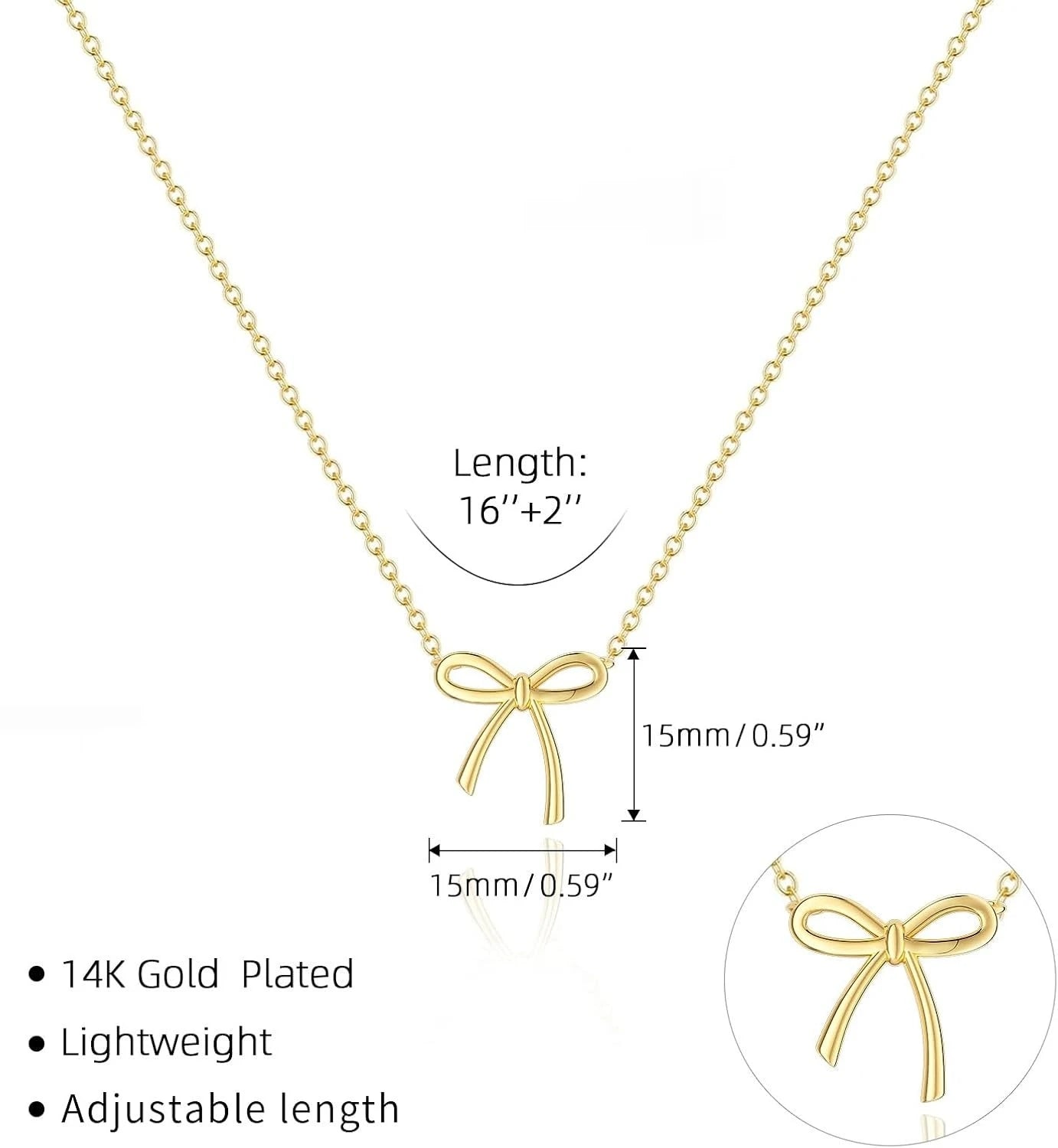 Cute and Exquisite Gold and Silver Bow Necklace for Women