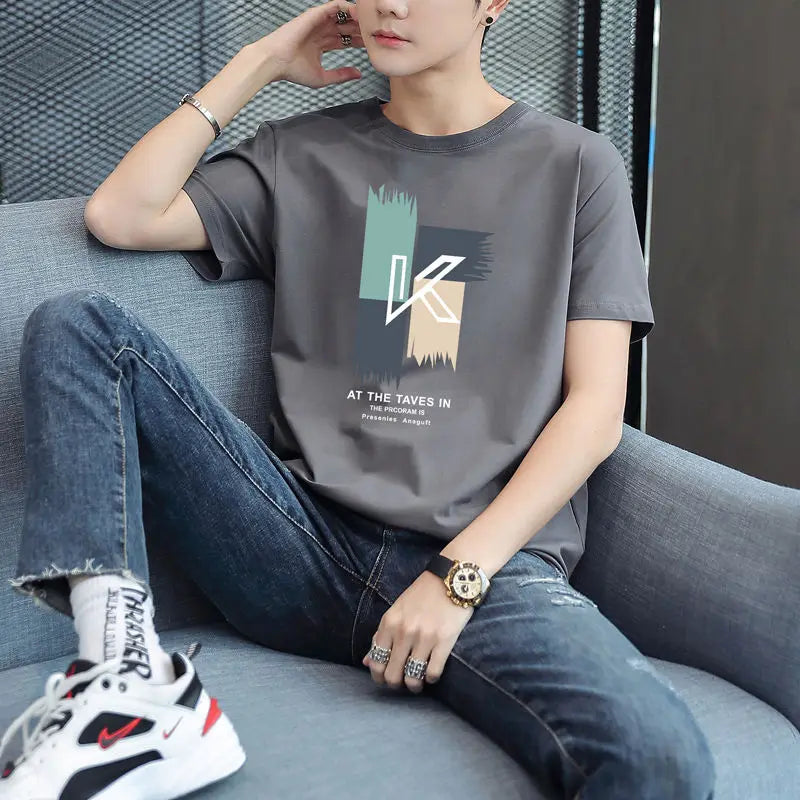 Men's White Cotton Comfortable Y2K Style T-Shirt
