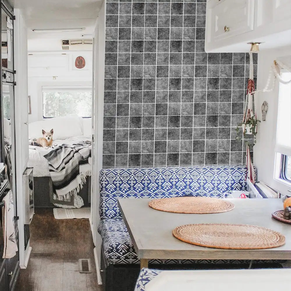 3D Blue Waterproof Self-Adhesive Kitchen Wall Tiles