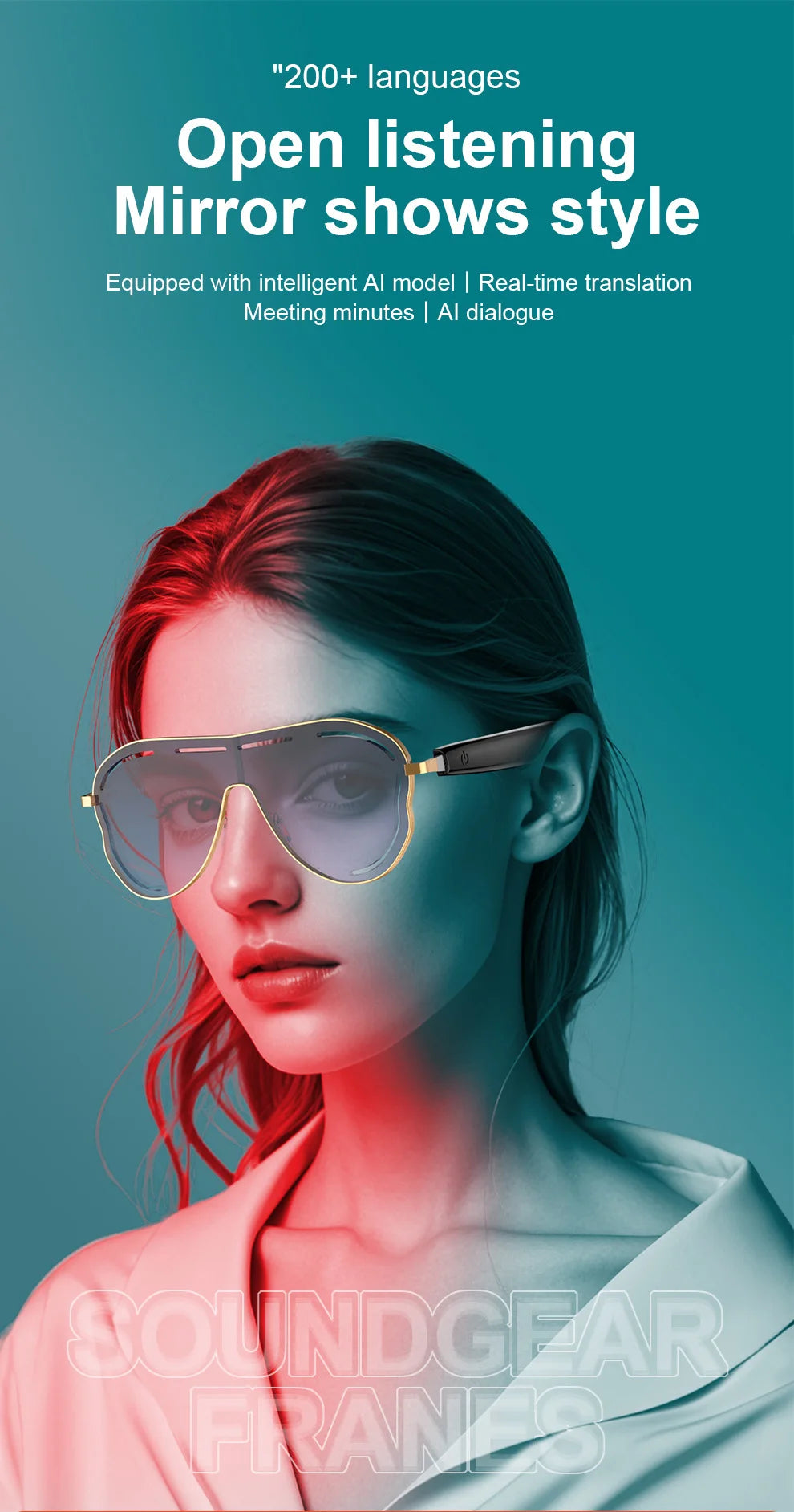 YHA17 AI Translation Smart Glasses EU USA Large Frame Sunscreen Color-changing Stainless Bluetooth Audio Sunglasses Work Glasses - Daisan Mart