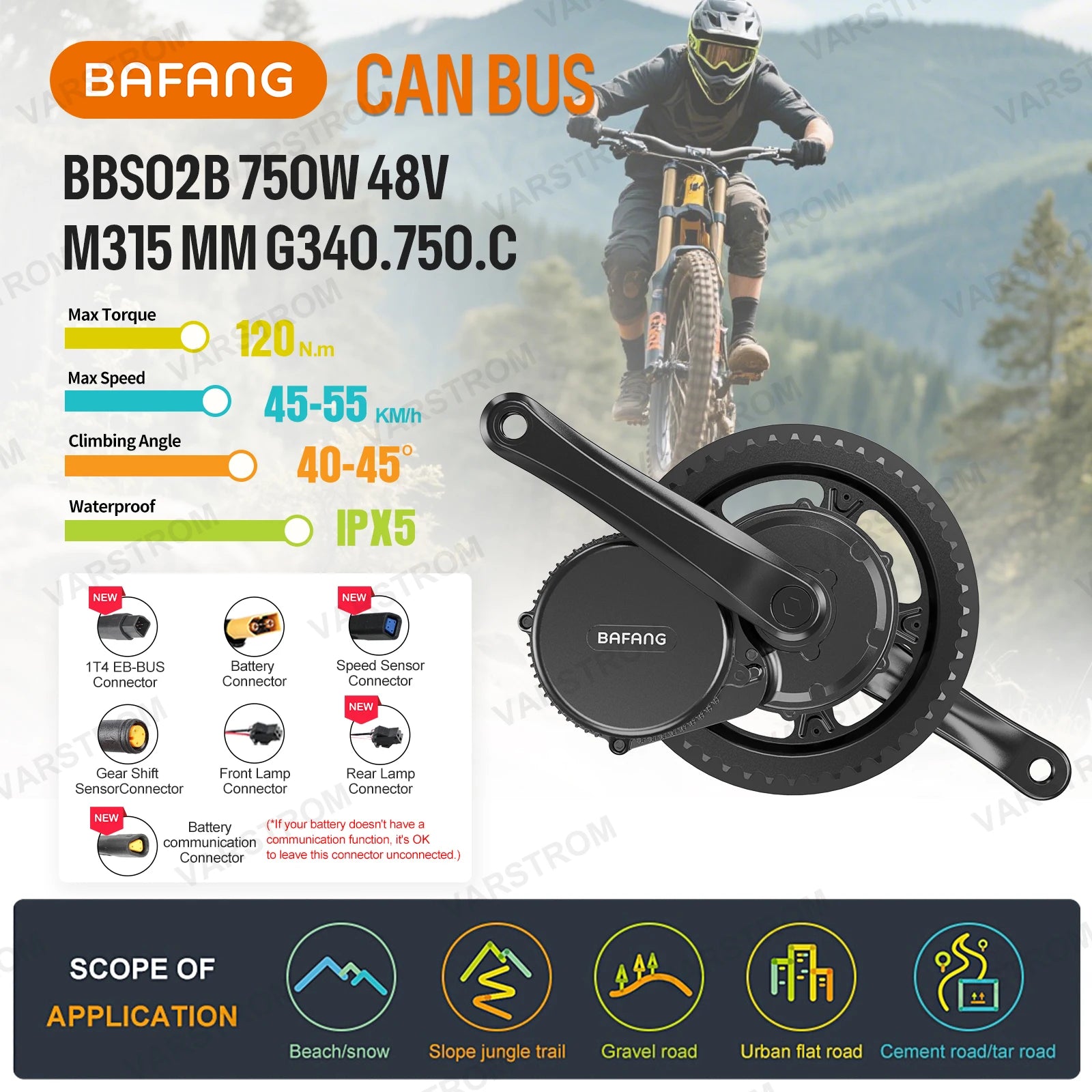 BAFANG BBS02B BBSHD BBS03 BBS01B 1000W 750W 500W 250W 中置馬達 電動自行車改裝 E-Bike 馬達 52V 48V 36V 8Fun