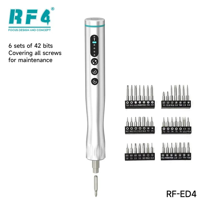 RF4 RF-ED4/RF-ED4S Electric Screwdriver Set with Four Torque Level Dual Rotary USB Rechargeable Hand Drill Repair Power Tool