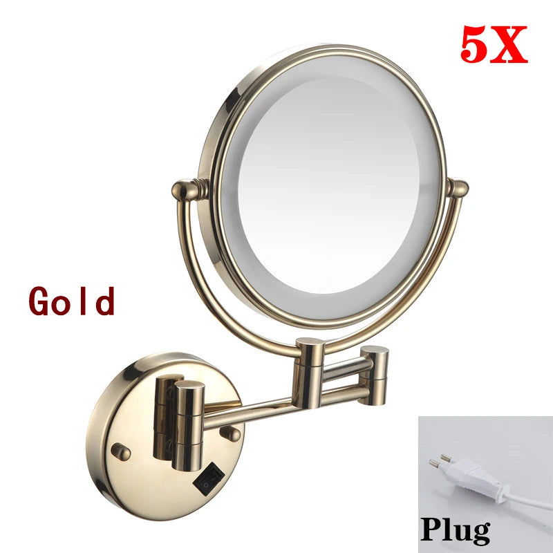 High-end Brushed Gold LED Hotel Makeup Mirror