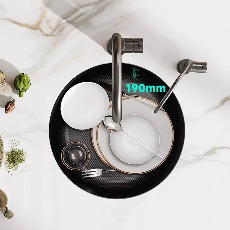 Mini Stainless Steel Kitchen Sink Wash Vegetable and Dish Basin Household Scratch Resistance Bar Balcony Round Small Single Slot - Daisan Mart