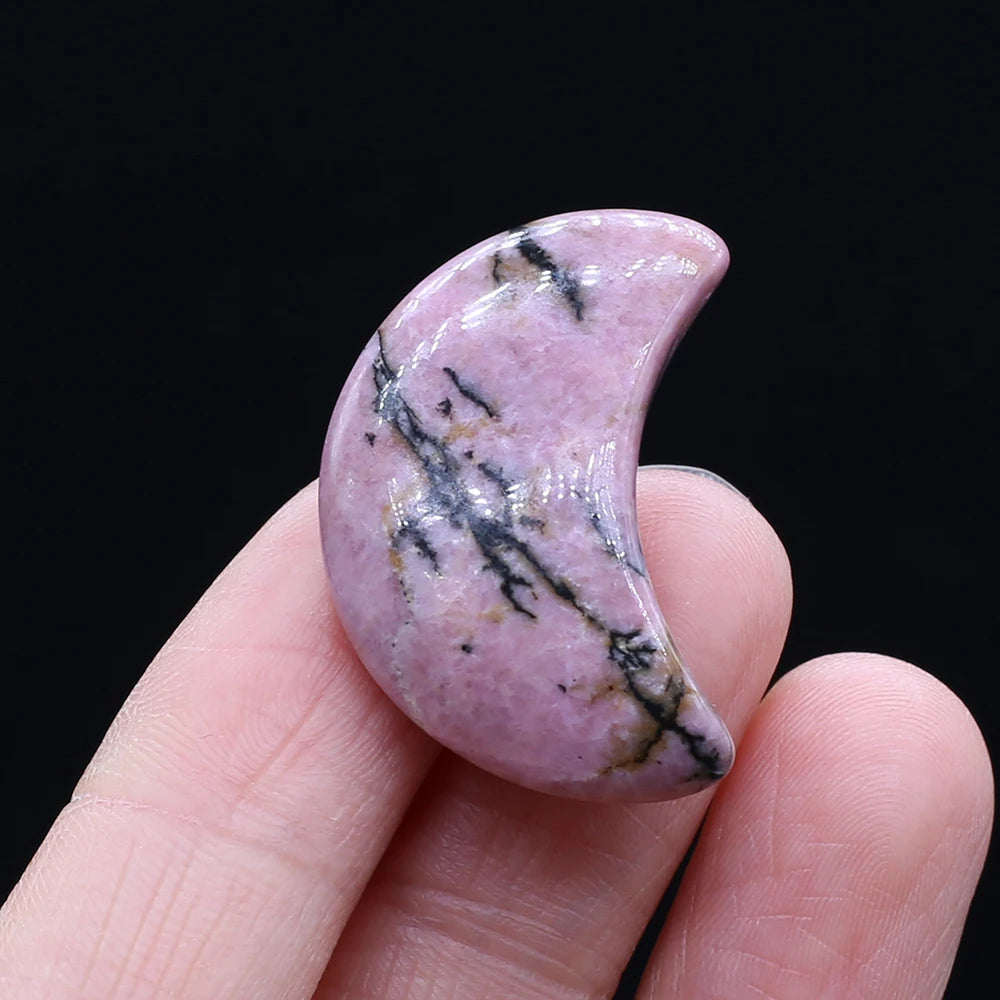 Feng Shui Rose Quartz Natural Stone Moon Statue