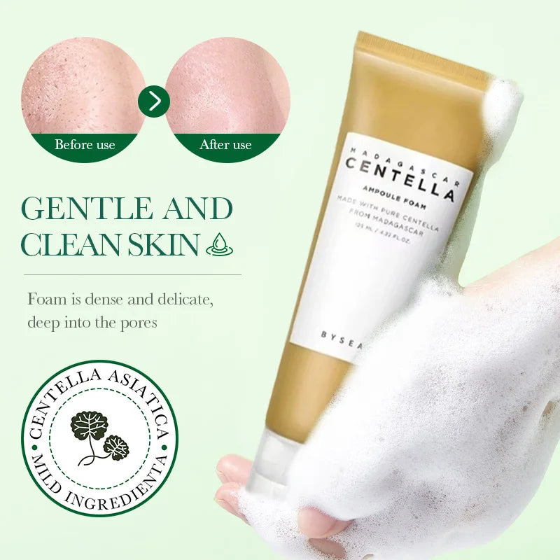 Centella Face Refreshing Foaming Cleanser,Gentle Removes Dirt,Oil Control Deep Cleansing Calming Ampoule Foam,Korean Skincare