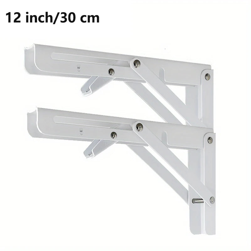 2PCS Sturdy Steel Folding Shelf Brackets Wall-Mounted Design for Workbench Table, Table Shelves Angle Bracket Home Hardware - Daisan Mart