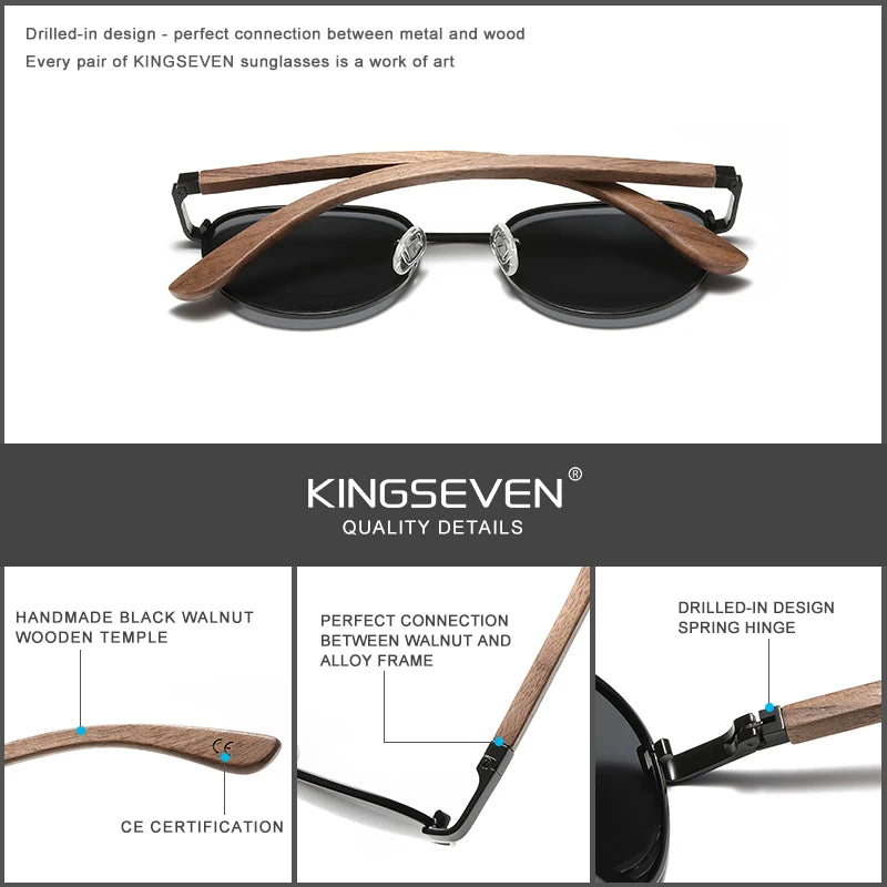 Kính Mát Gỗ KINGSEVEN UV400 Phân Cực Nam Nữ