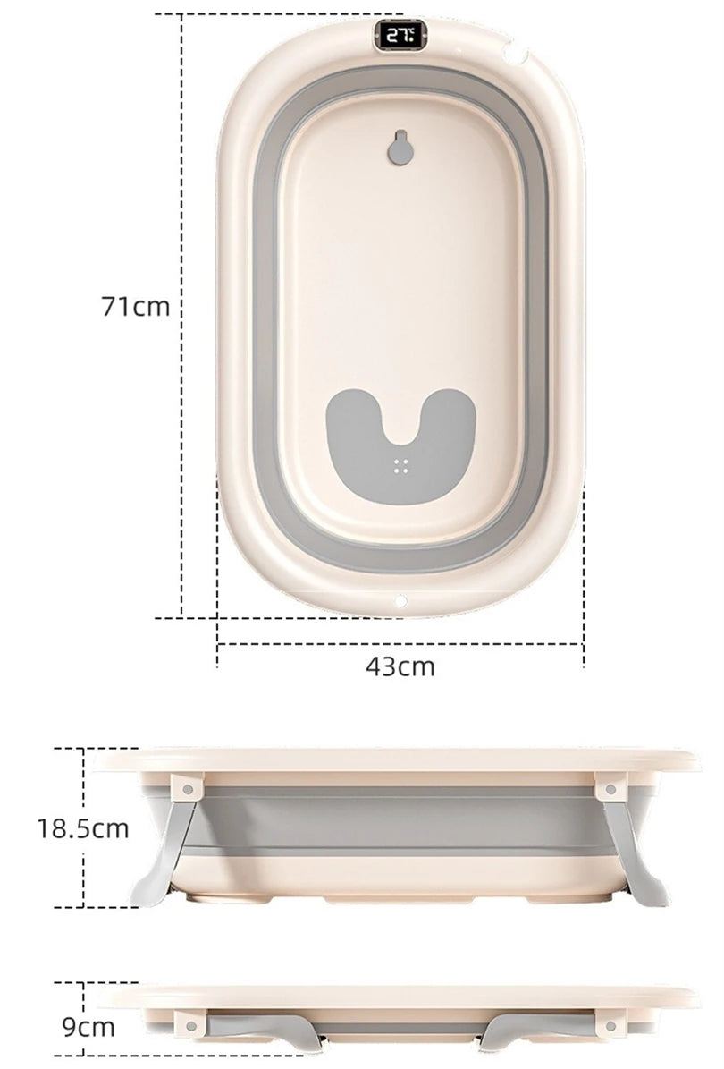 Non-slip Folding Baby Bathtub with Support Cushion
