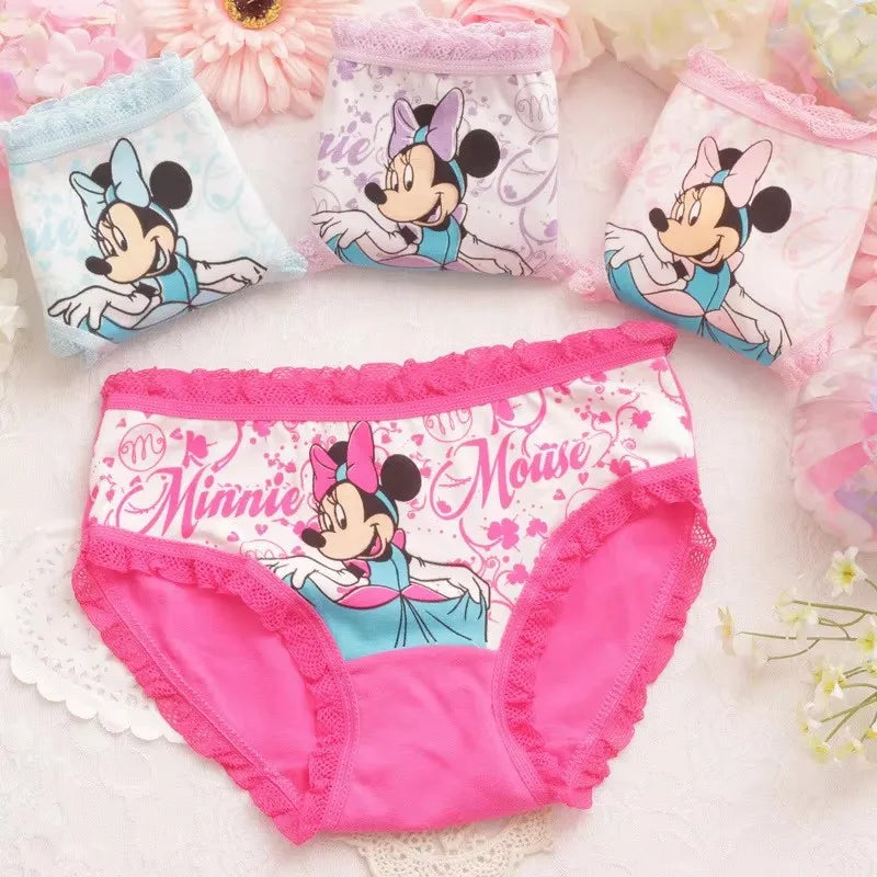 Disney Minnie Girls Underwear - Combo of 4 Cotton Pieces