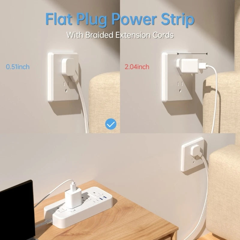 Ổ Điện Đa Năng 8 Cổng, 2 USB, 2 Type C, Bảo Vệ 2000J