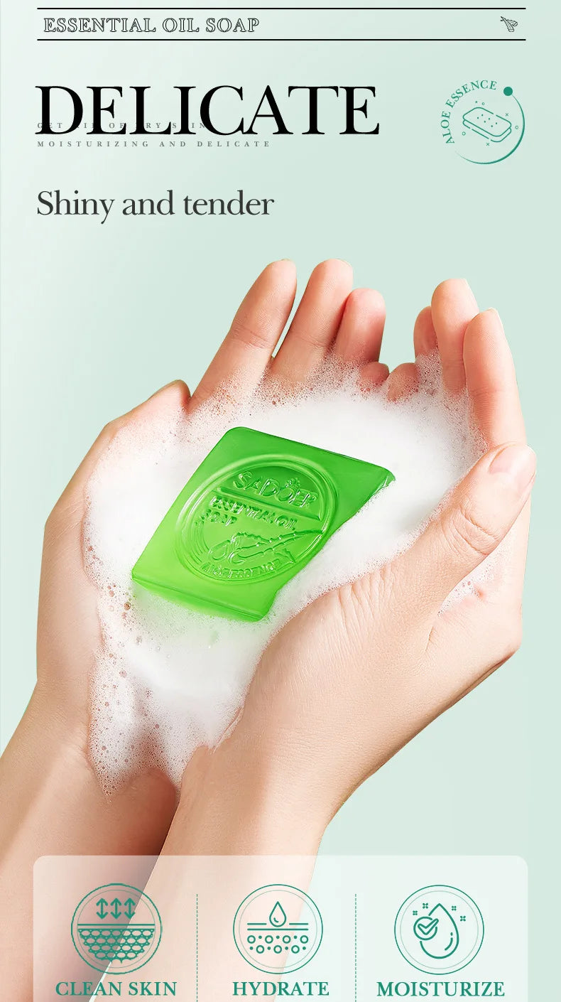 Aloe Vera Smooth Cleansing Natural Soap Cleansing Smooth Handmade Essential Oil Soap100g - Daisan Mart