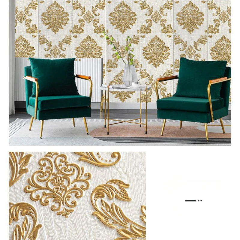 Classic Luxury Wallpaper Self-adhesive Thickened 3D Carving Design Room Decoration Background Stickers Waterproof Moisture-proof