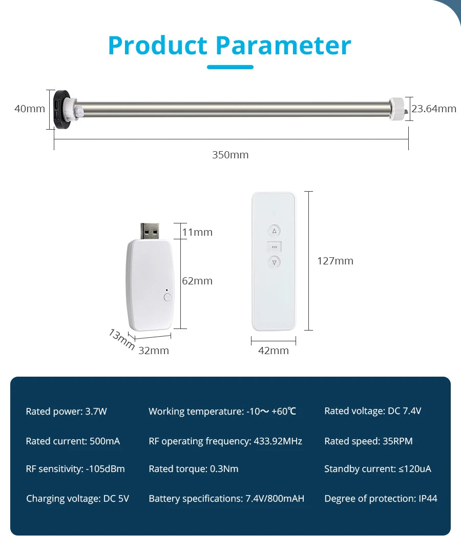 Zemismart WiFi Zigbee Smart Roller Blinds USB Charging