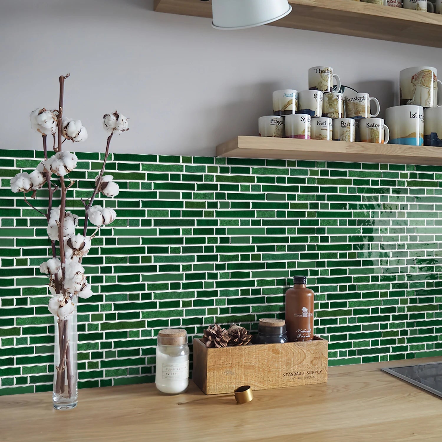 1/12pcs Classic Black And White Tile Marble Room Decoration Kitchen Living Room Waterproof Self-Adhesive Wall Sticker Detachable