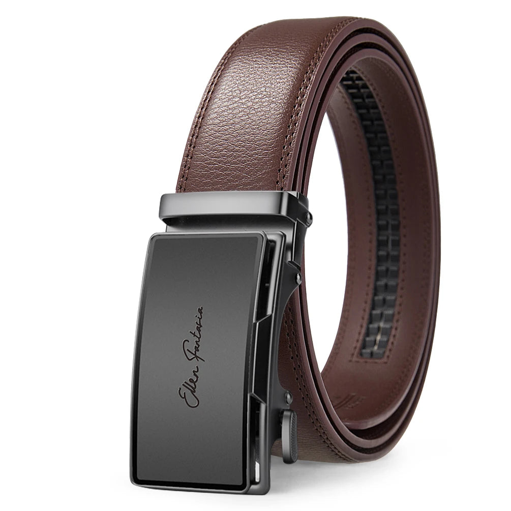 High Quality Genuine Leather Men's Belt with Alloy Automatic Buckle