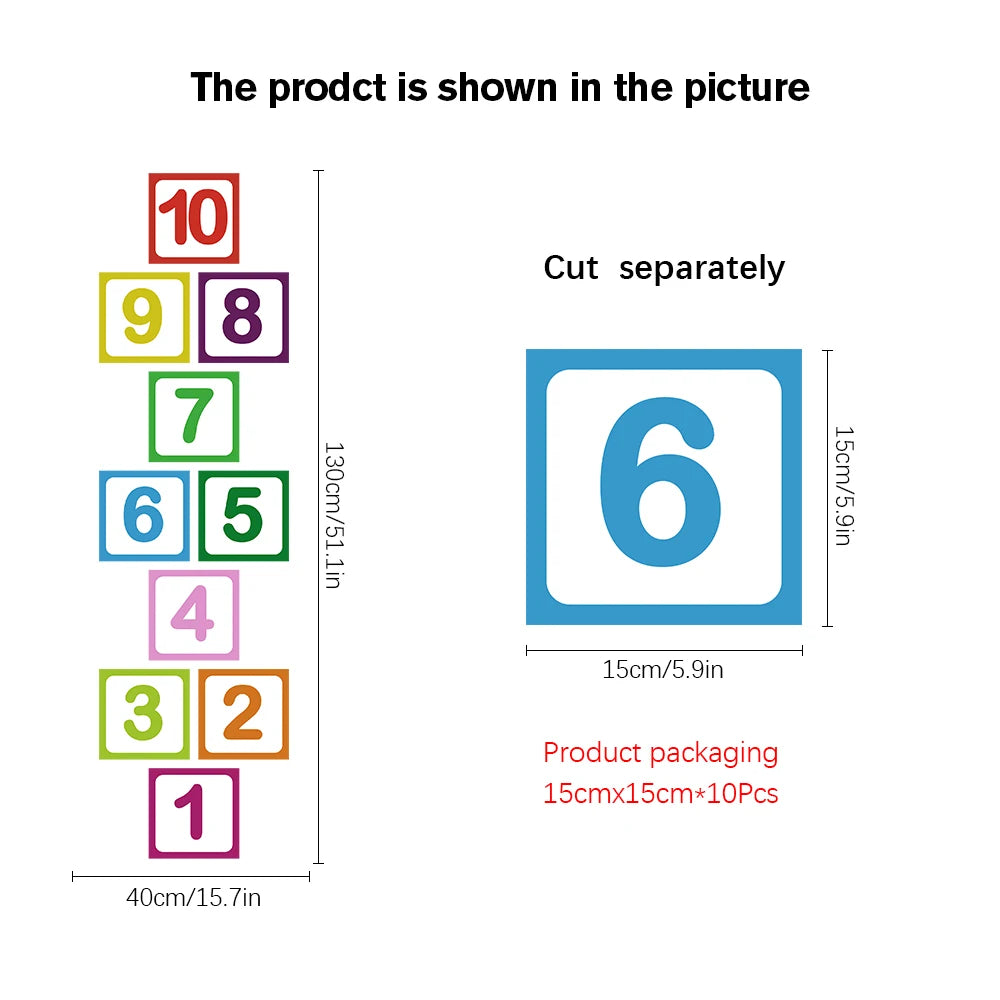 10 Pieces PVC Blue Gray Brick Wall Stickers