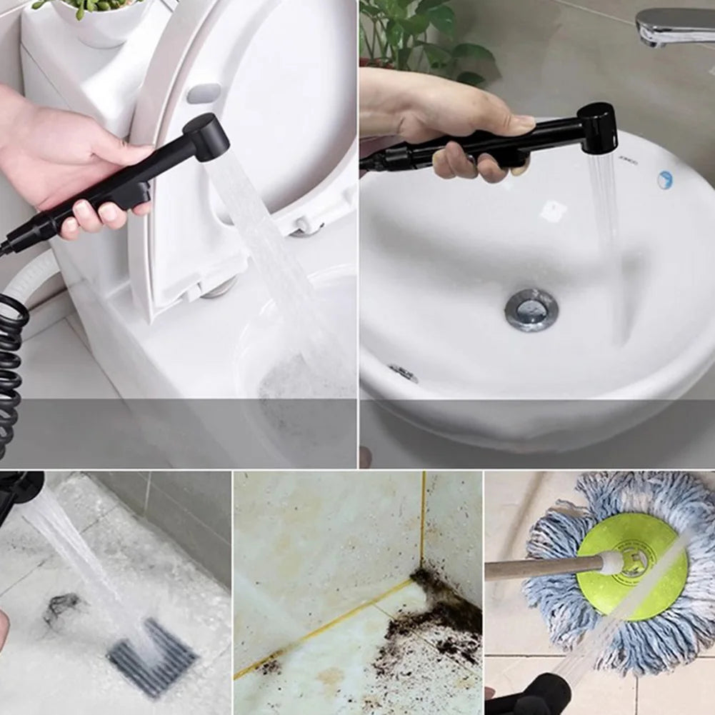 Black ABS Sprayer Handheld Toilet Bidet Bathroom Toilet Bidet Shower Head Nozzle Showerhead Shattaf Spray Shower Head Nozzle - Daisan Mart