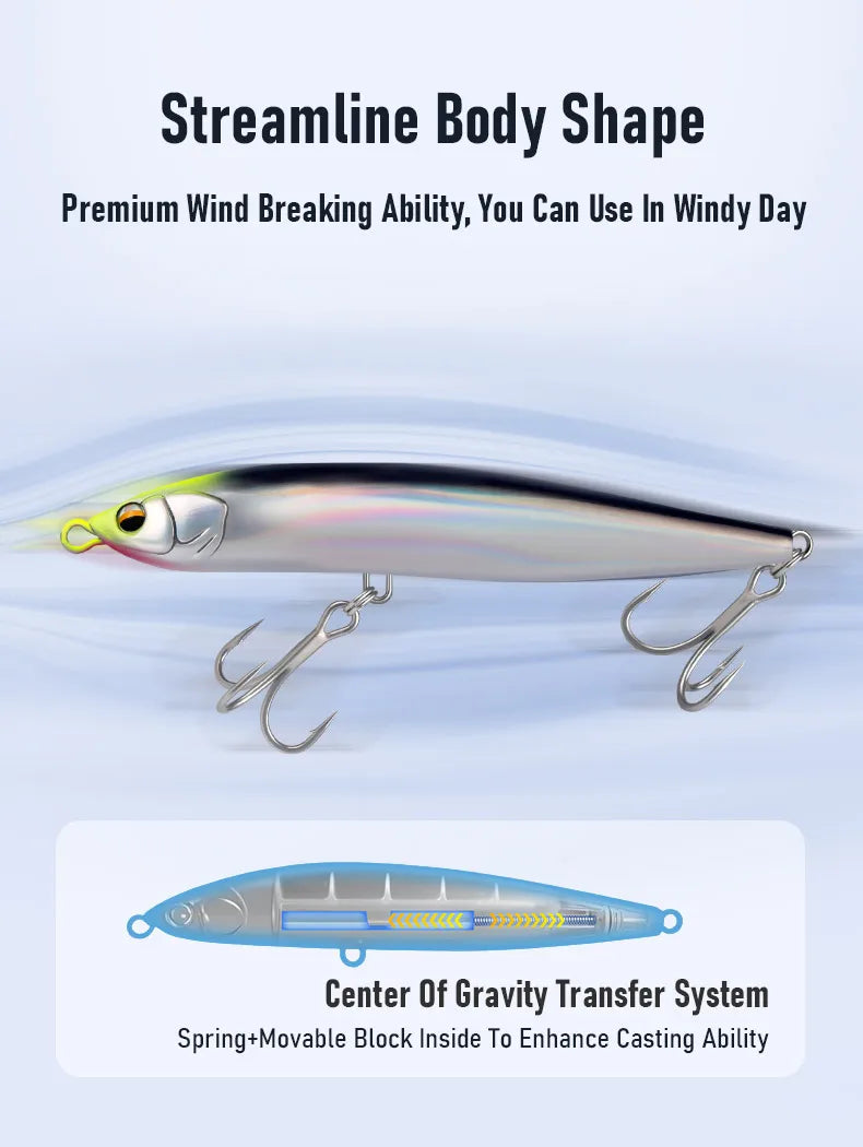 Kingdom Sinking Pencil Lure 140mm 54g Long Casting Saltwater Artificial Stickbait Hard Wobblers Seabass Trolling Jerkbait