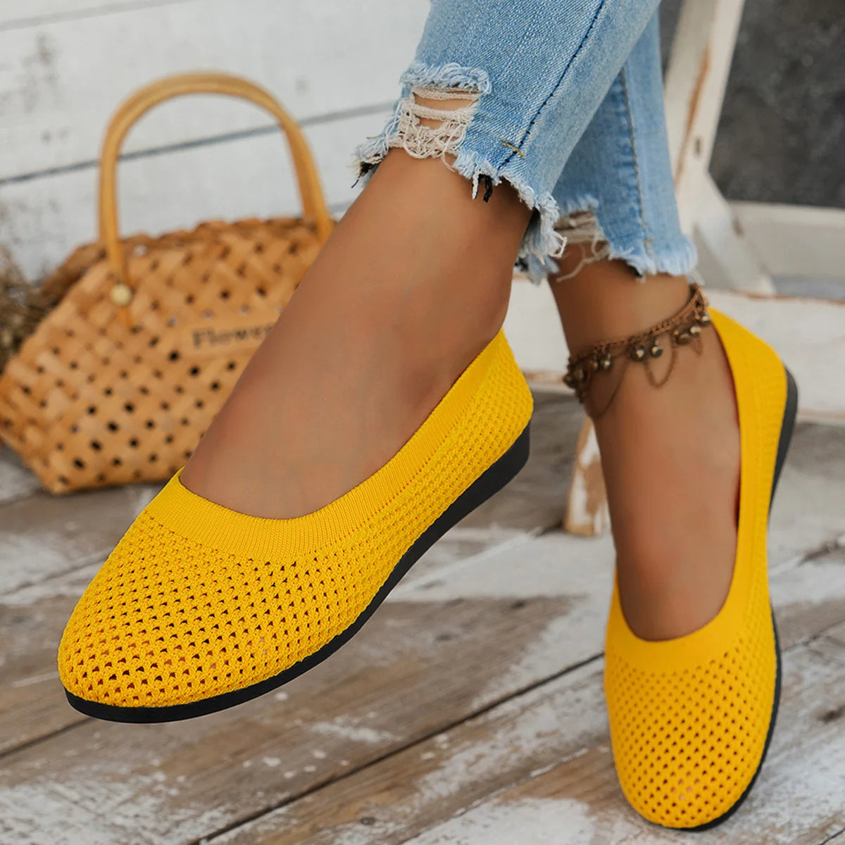 Giày Bệt Nữ Mũi Tròn Êm Ái Thời Trang Năng Động