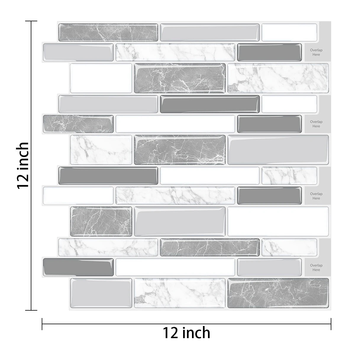 5PCS 3D Wall Tile Stickers Kitchen Backsplash Waterproof Heat Resistant Wallpaper 12x12 Inch Strong Adhesive for Home Decoration