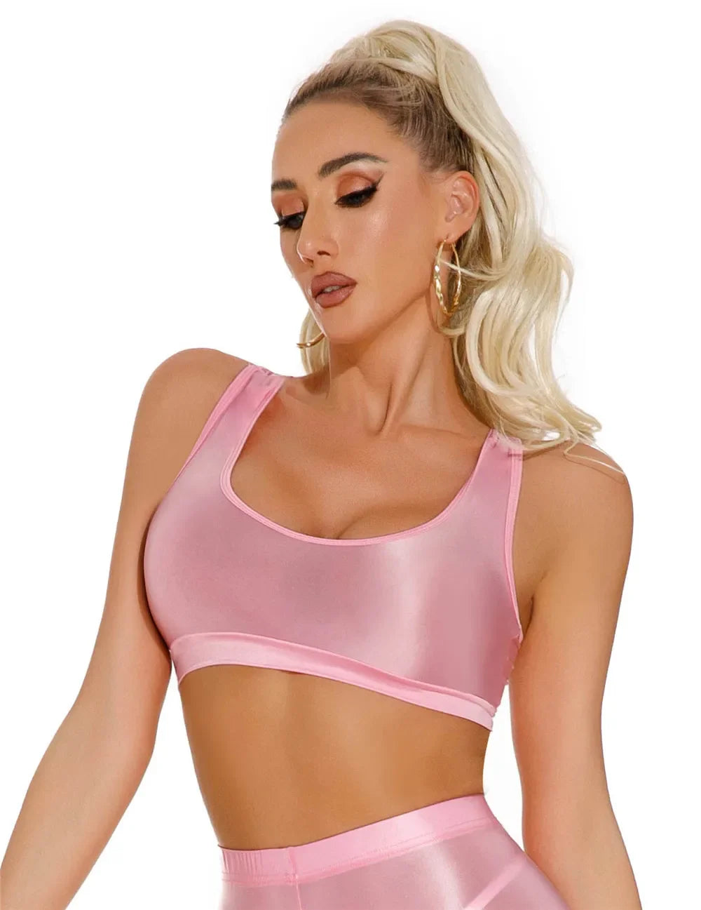 Women's Sexy Crop Top Bodycon Sports U-Neck